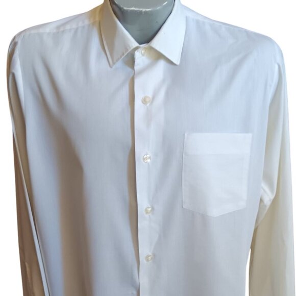 Large Vintage 1970's Towncraft Shirt Mens White Dacron Polyester Penneys - Picture 1 of 6